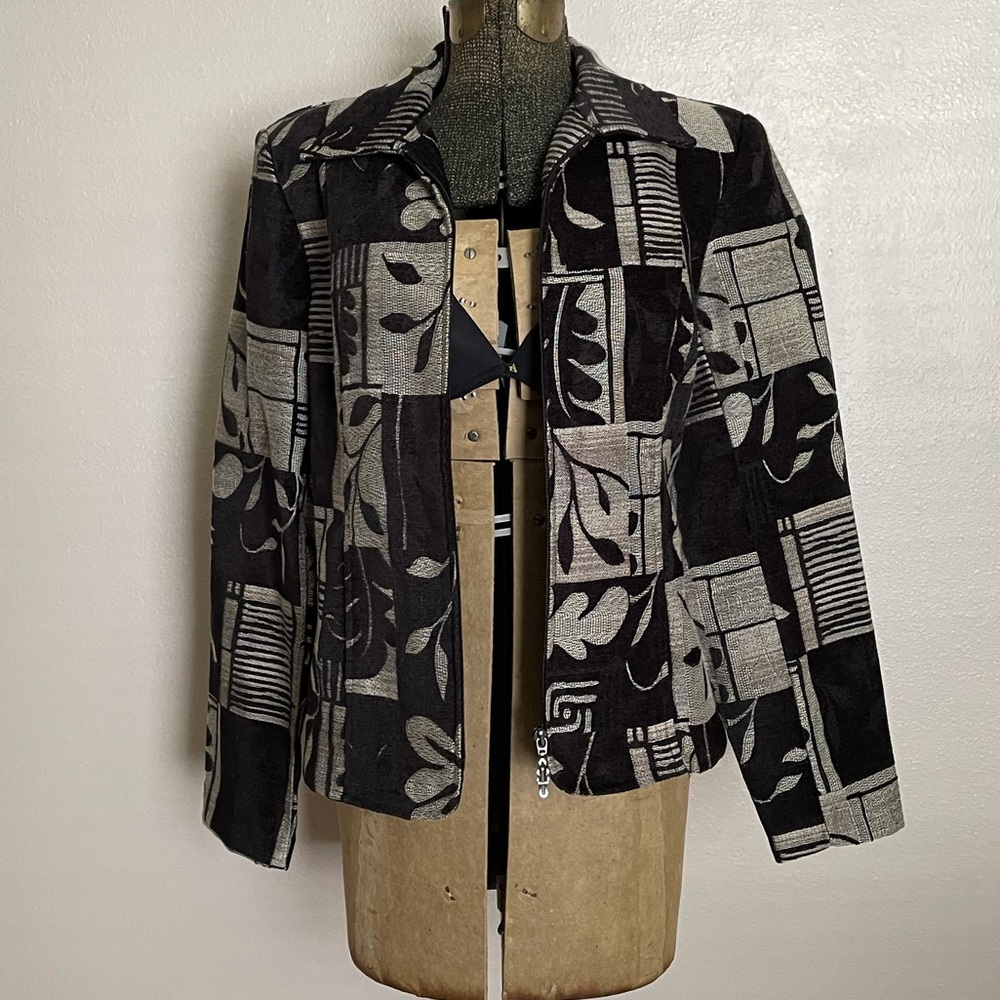 Dress Barn Jacquard Patchwork Zip Front Jacket - image 6